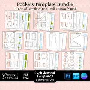 Junk Journal Templates, Printable Pockets Bundle, Templates for Photoshop and Canva