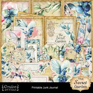 Printable Junk Journal Kit The Secret Garden, Junk Journal Pages and Ephemera, Digital Download