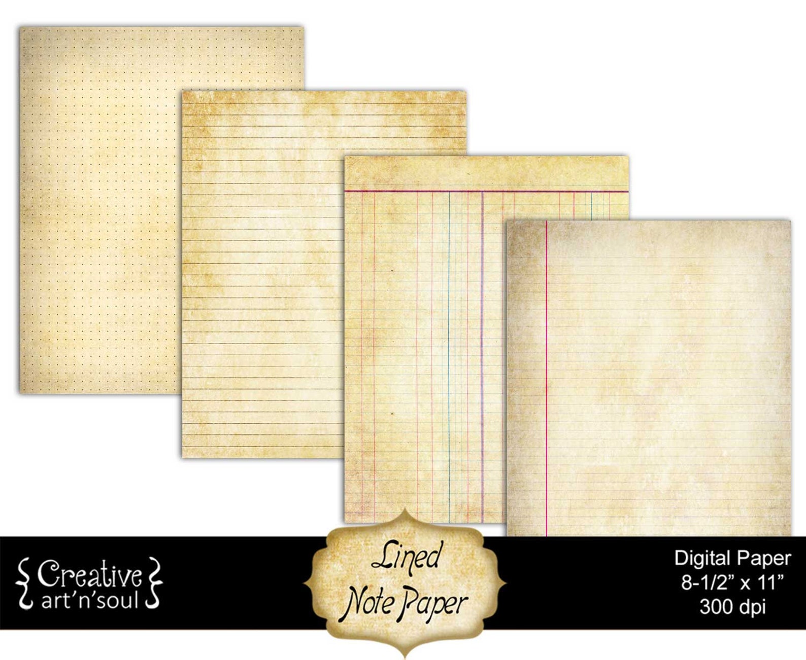Printable Note Paper Printable Paper Pack Digital Paper Etsy