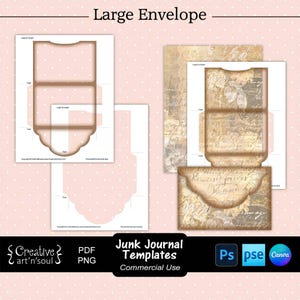 Junk Journal Templates, Printable Large Envelope, Templates for Canva and Photoshop