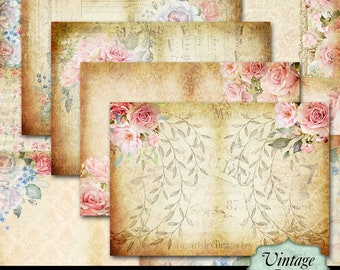 Printable Junk Journal, Add On Printable Pages, Vintage Roses