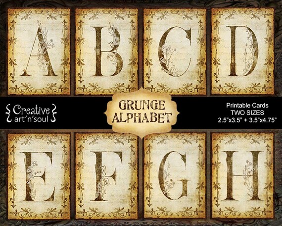 Junk Journal Elements Alpha Card ATC Printable ATC Cards Instant Download