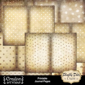 Printable Junk Journal Pages Shabby Dots Cream, Junk Journal Papers, Digital Download