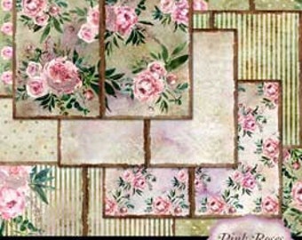 Printable Junk Journal Pages, Collage Papers, Pink Roses