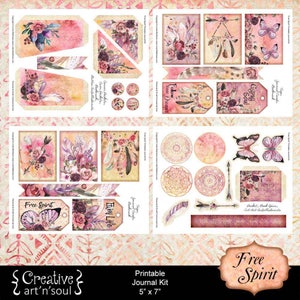 Printable Junk Journal Kit, Printable Journal Pages, Free Spirit image 6