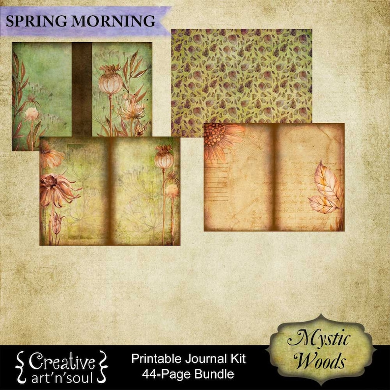 Printable Junk Journal Kit, 44 Page Bundle, Mystic Woods image 4