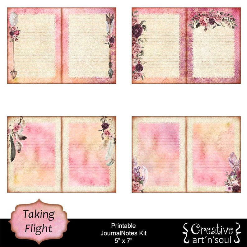 Printable Writing Journal, Digital Journal Kit, Writing Pages, Free Spirit image 2