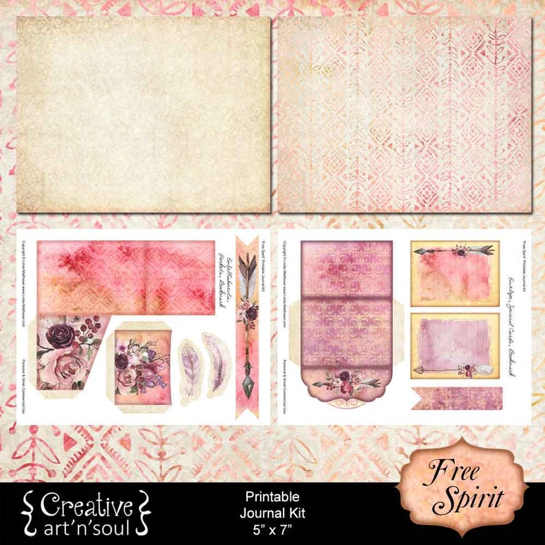 Printable Junk Journal Kit, Printable Journal Pages, Free Spirit image 5