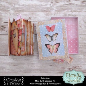 Printable Mini Junk Journal Kit, Digital Journal Kit, Junk Journal, Butterfly Garden image 5