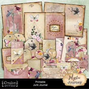 Printable Junk Journal Kit Mystic Journey, Junk Journal Pages and Ephemera, Digital Download