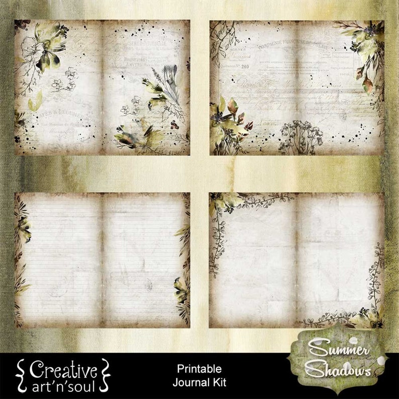 Printable Junk Journal, Digital Journal Kit, Printable Journal Pages, Summer Shadows image 3