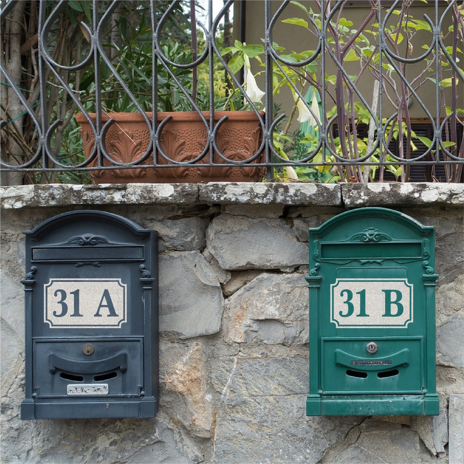 Metallic Gold Framed Mailbox Numbers Name Options Reflective Etsy