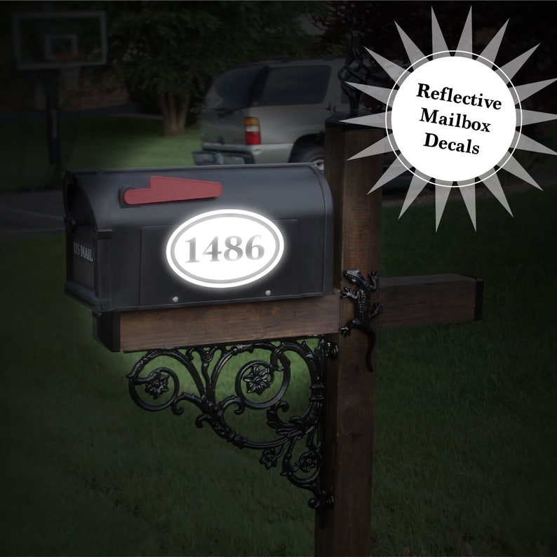 Reflective Oval Mailbox Numbers Decal Sticker Framed Address Etsy