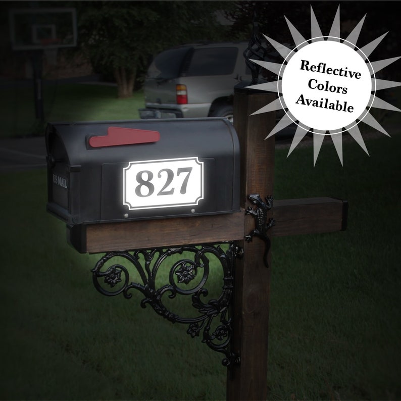 Metallic Gold Framed Mailbox Numbers Name Options Reflective Etsy