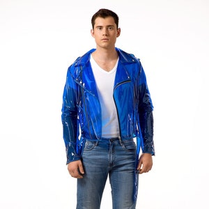Blue Vinyl Jacket Etsy UK