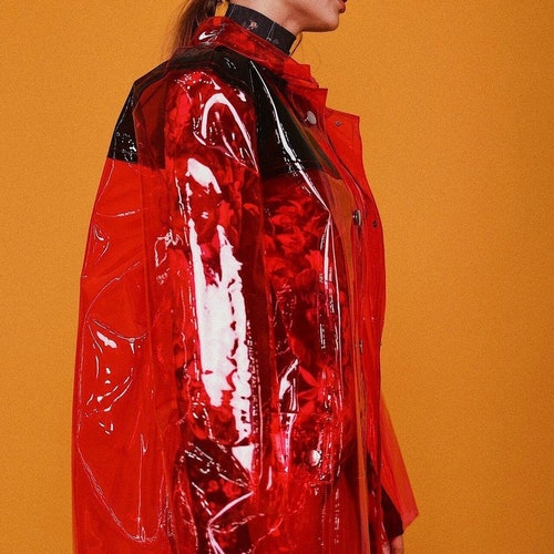 High Fashion Transparent Red/smoked TPU Jacket. Waterproof - Etsy