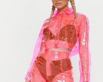 pink see through jacket