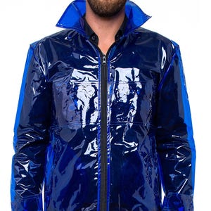 Colored Transparent TPU Jacket. Vinyl Translucent Blazer. Stylish Men's Rain Jacket.