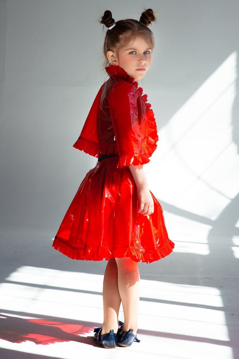 Party girls clothing Kid vinyl jacket and skirt Party clothes. Girls Vinyl Gorgeous Set