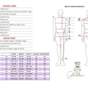 Size guide from Domdrich
