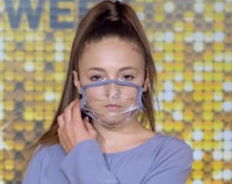 Mascherina trasparente in vinile con finiture colorate - Riutilizzabile, comoda