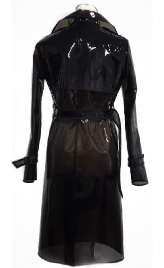 Transparent Vinyl Trench Rain Coat 