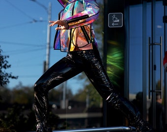 New Iridescent TPU Biker Jacket. Gorgeous High Fashion Jacket. Gift for her.