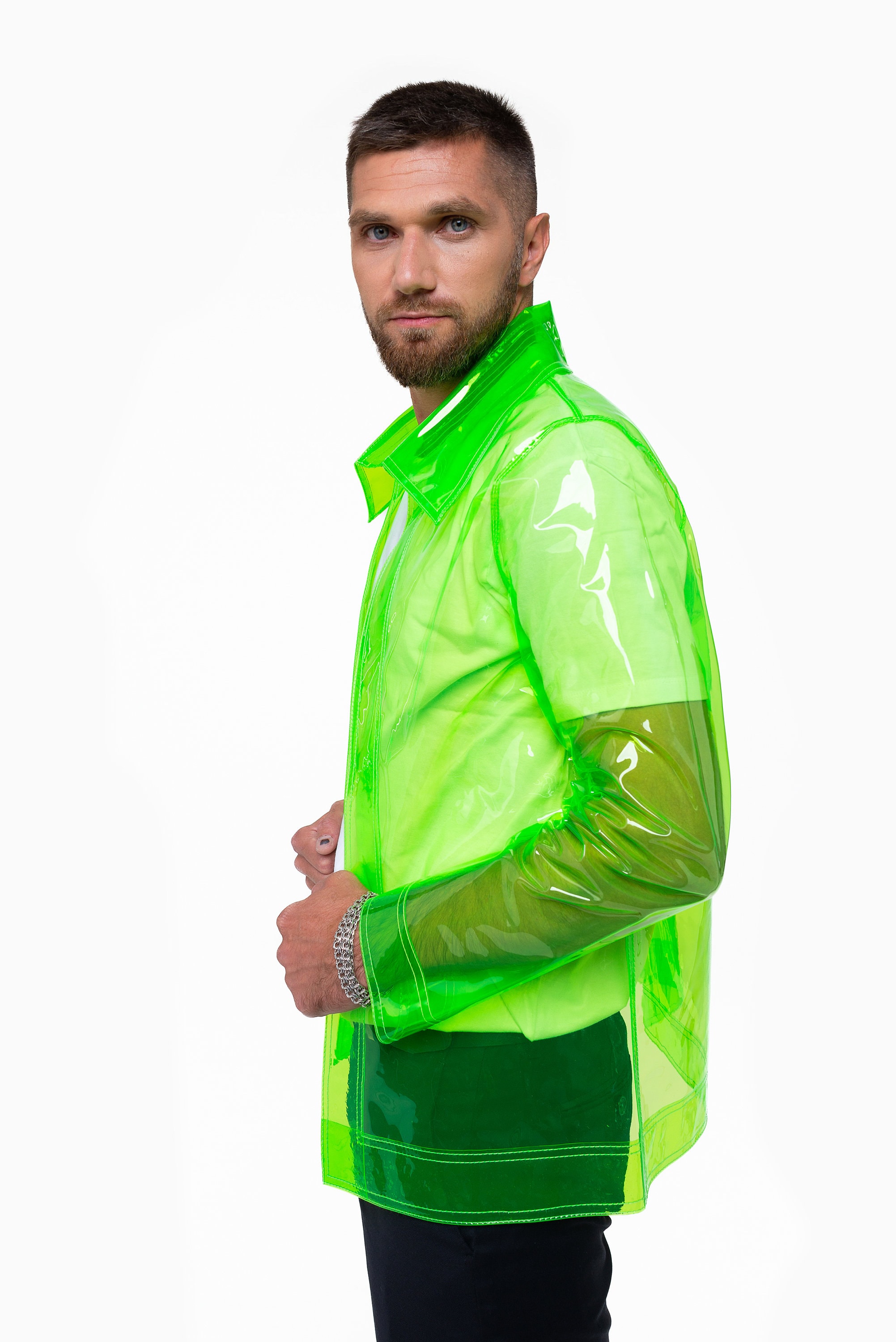 clearビニールジャケット メンズの透明カラービニールジャケット。防水・防風機能付き！ - Etsy 日本