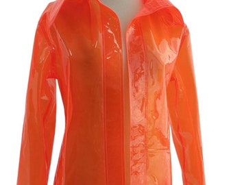Limited Edition!! Hot Orange Transparent Vinyl Jacket. Unisex Jacket! Party jacket.