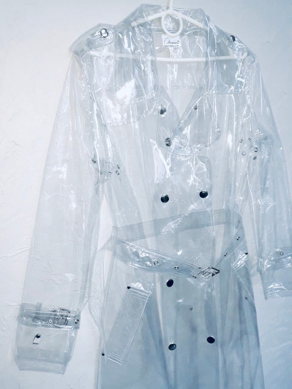 clear vinyl trench coat