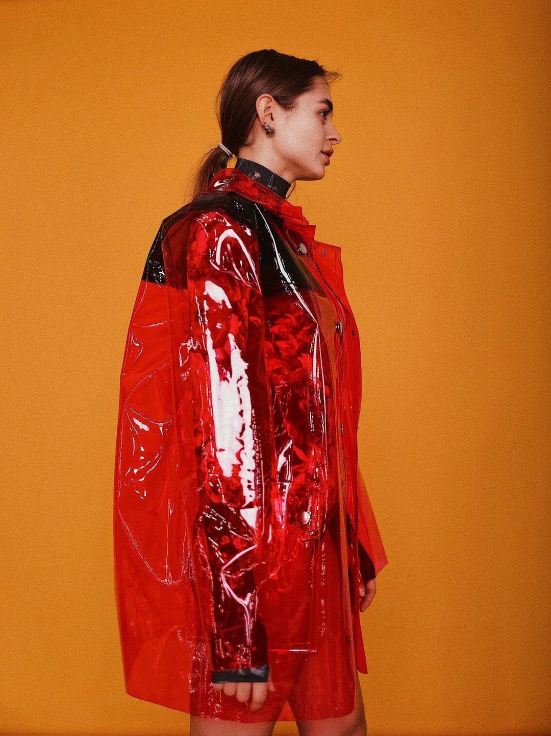 Red outlet vinyl raincoat