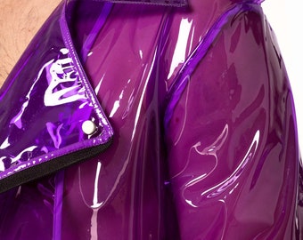 Vinyl men's Biker Jacket. Transparent men clothing! Motorcycle Jacket. Waterproof and wind-resistance.