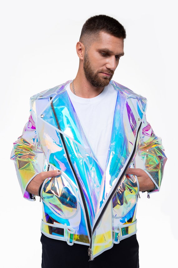 WOW Iridescent Men's Biker Jacket! Motorcycle Jacket WOW Iridescent Men's Biker Jacket! Motorcycle Jacket