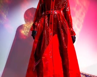 Transparent Vinyl Trench Raincoat: Elegant Women's Rainwear
