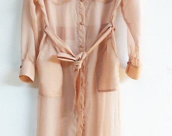 Casual Chiffon Trench Coat. Silk - chiffon. Street style chiffon transparent coat.