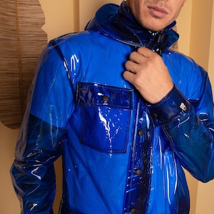 Men&#39;s Tinted TPU Rain Jacket with Removable Hood