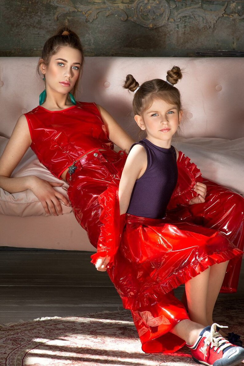 Party girls clothing Kid vinyl jacket and skirt Party clothes. Girls Vinyl Gorgeous Set