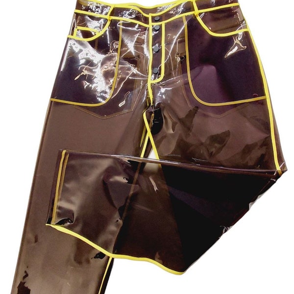 Colored Transparent Men's Pants with different colors of trim! Waterproof and wind resistant.