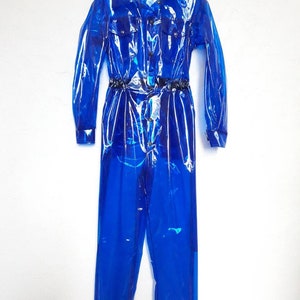 Kürbisfarbene Unisex Lack Latzhose! Overalle. Langärmliger Lackstrampler. Flugblazer! Glamour pur. Wasser- und windabweisend.