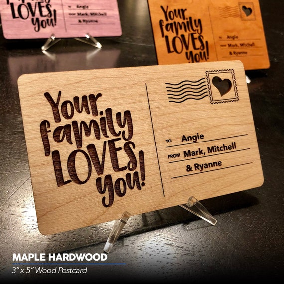 your family loves you wood postcards 3x5 etsy 3 x 5 postcards