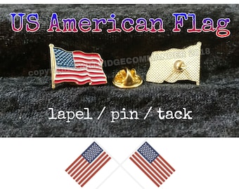 US American Flag lapel pin tack for hat, tie, jacket, shirt, bag, etc - brass red white blue enamel - FREE domestic SHIPPING