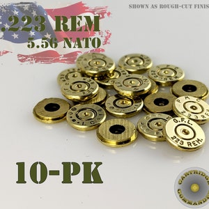 223/556 caliber REM bullet slice brass mix mfg - ar15, semi auto, thin cut, bullet head slice for DIY crafts - 10-pack