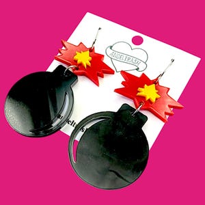 Large Exploding Bomb Statement Earrings, Fun Earrings