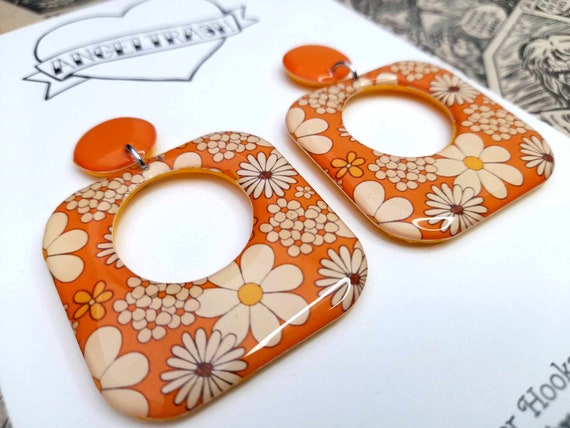 Retro earrings 1970s clearance