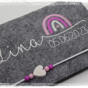 U-book cover felt rainbow girl personalized embroidered vaccination card compartment image 2
