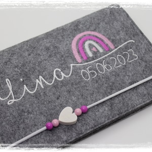 U-book cover felt rainbow girl personalized embroidered vaccination card compartment image 1