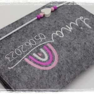 U-book cover felt rainbow girl personalized embroidered vaccination card compartment image 4