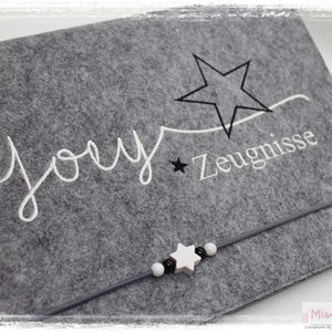 Zeugnismappe Stern Filz Jungen Mädchen Junge personalisiert Name Einschulung Zeugnis Schulstart