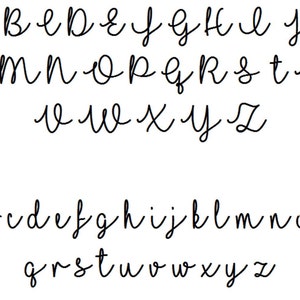 May include: A handwritten alphabet in cursive script, with both uppercase and lowercase letters. The letters are written in black ink on a white background.
