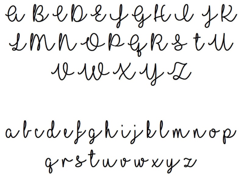 May include: A handwritten alphabet in cursive script, with both uppercase and lowercase letters. The letters are written in black ink on a white background.